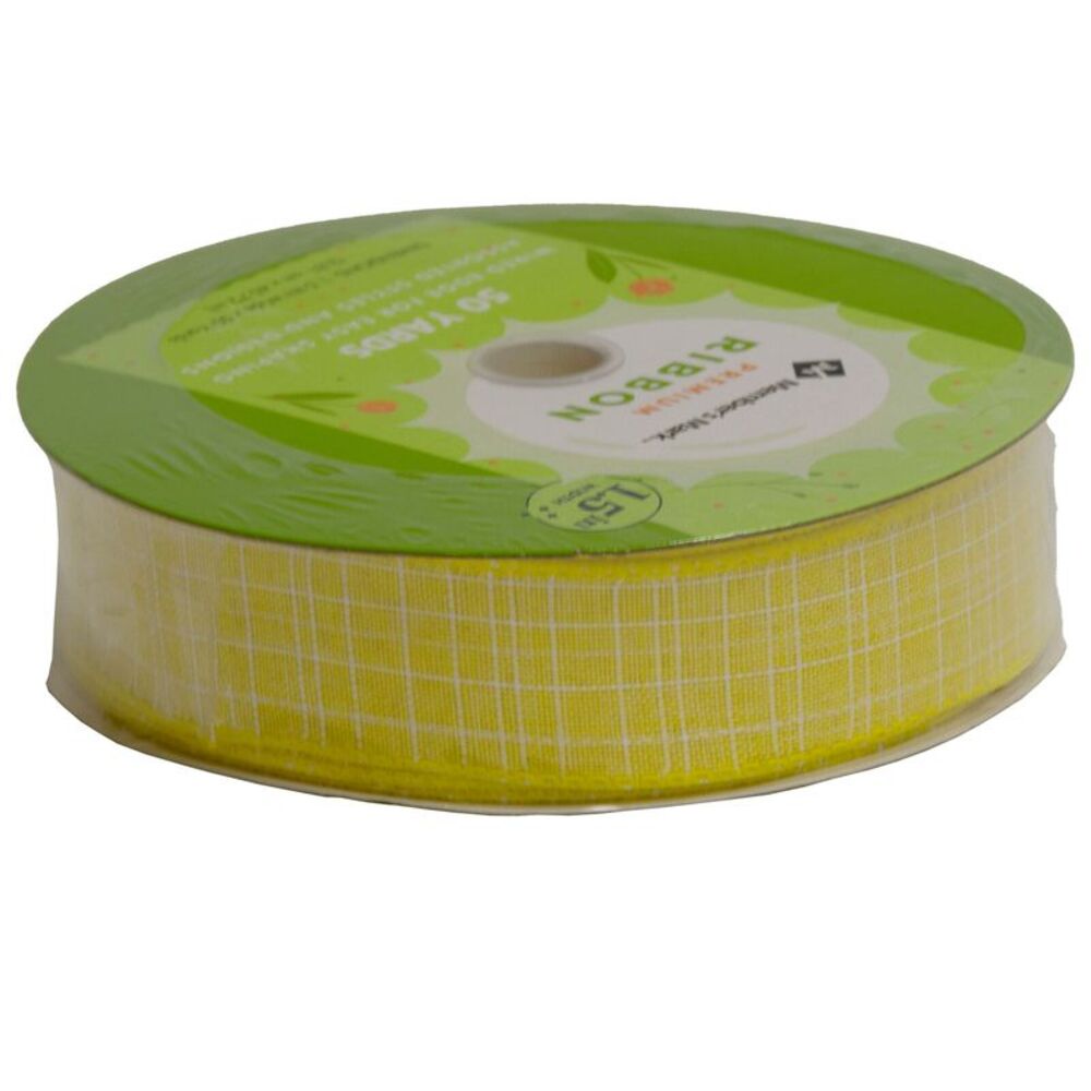 Member's Mark Premium Wired Ribbon 50 Yards 1-1/2 in Width, Yellow and White